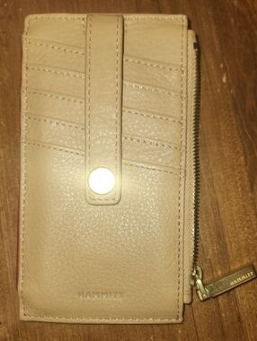 Hammitt Tan/Brushed Gold  Leather Snap Card Wallet #210.